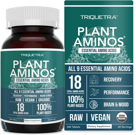 Triquetra Health Plant Aminos organic amino acid supplement bottle front view