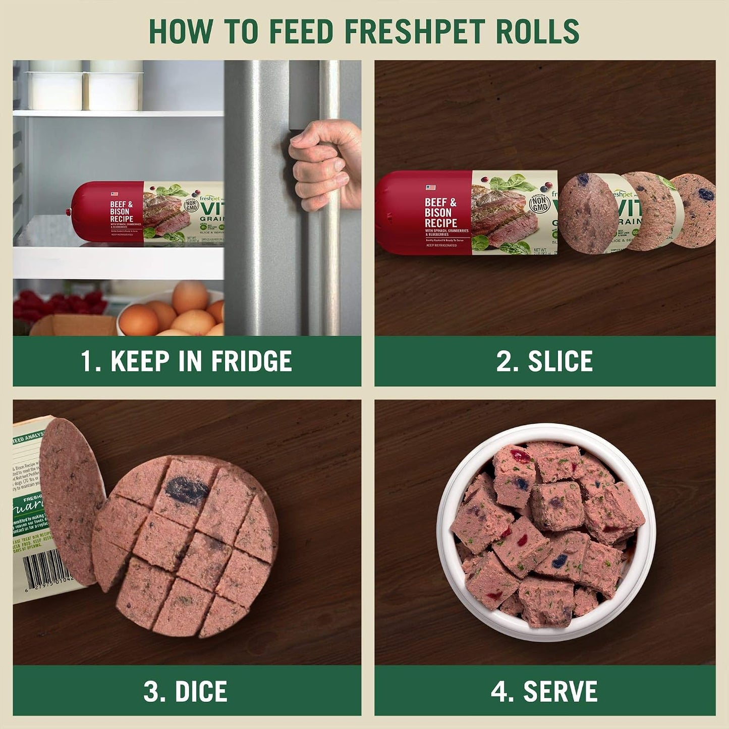 Close up of Freshpet Vital grain-free dog food label