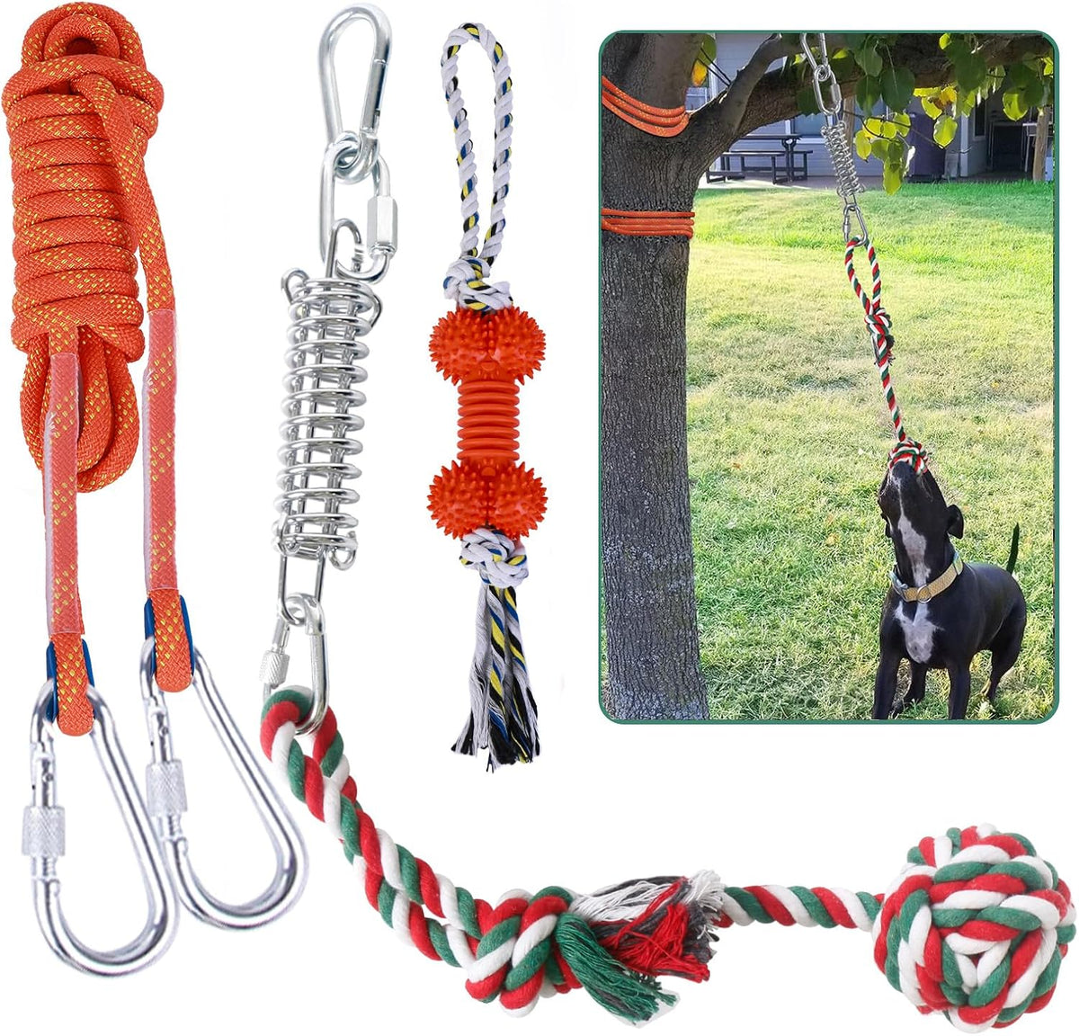 HOPET Dog Outdoor Bungee Hanging Toy, Tether Tug of War Toys for Medium to Large Dog to Exercise, Durable Interactive Tug Toy, Dog Rope Toys - Image 10