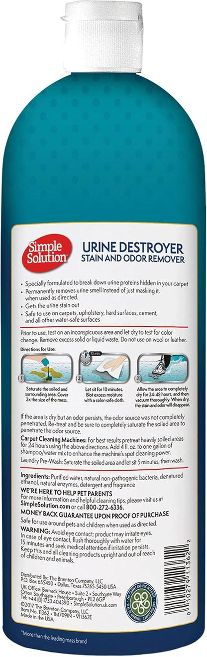 Simple Solution professional strength pet urine remover 32 ounce bottle packaging