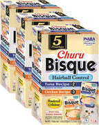 INABA Churu Bisque Indoor Care for Hairball Control for Cats, Creamy Lickable Pure Side Dish with Vitamin E, 1.05 Ounce Pouch, 15 Pouch, Tuna Recipe - Image 9