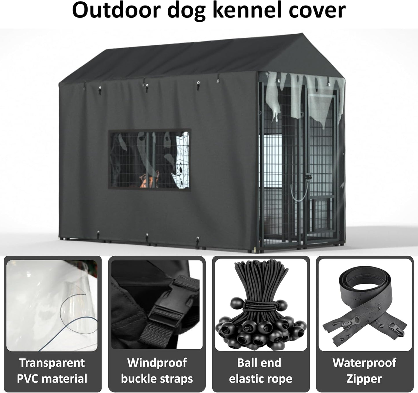 LYBOSH large dog enclosure cover roll up side ventilation panels open