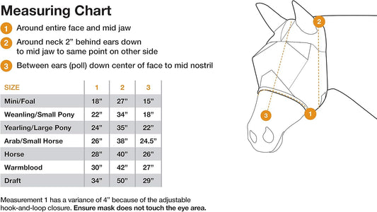 Cashel horse fly mask with long nose and ear protection