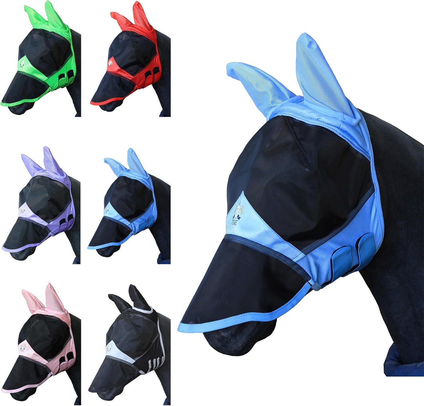T TEKE Fine Mesh Horse Fly Mask w/Ears & Nose, UV Blocking 3D Eye Visor with Extra Fleece Cushioned Forehead, Protection from Insect Pests - Image 12