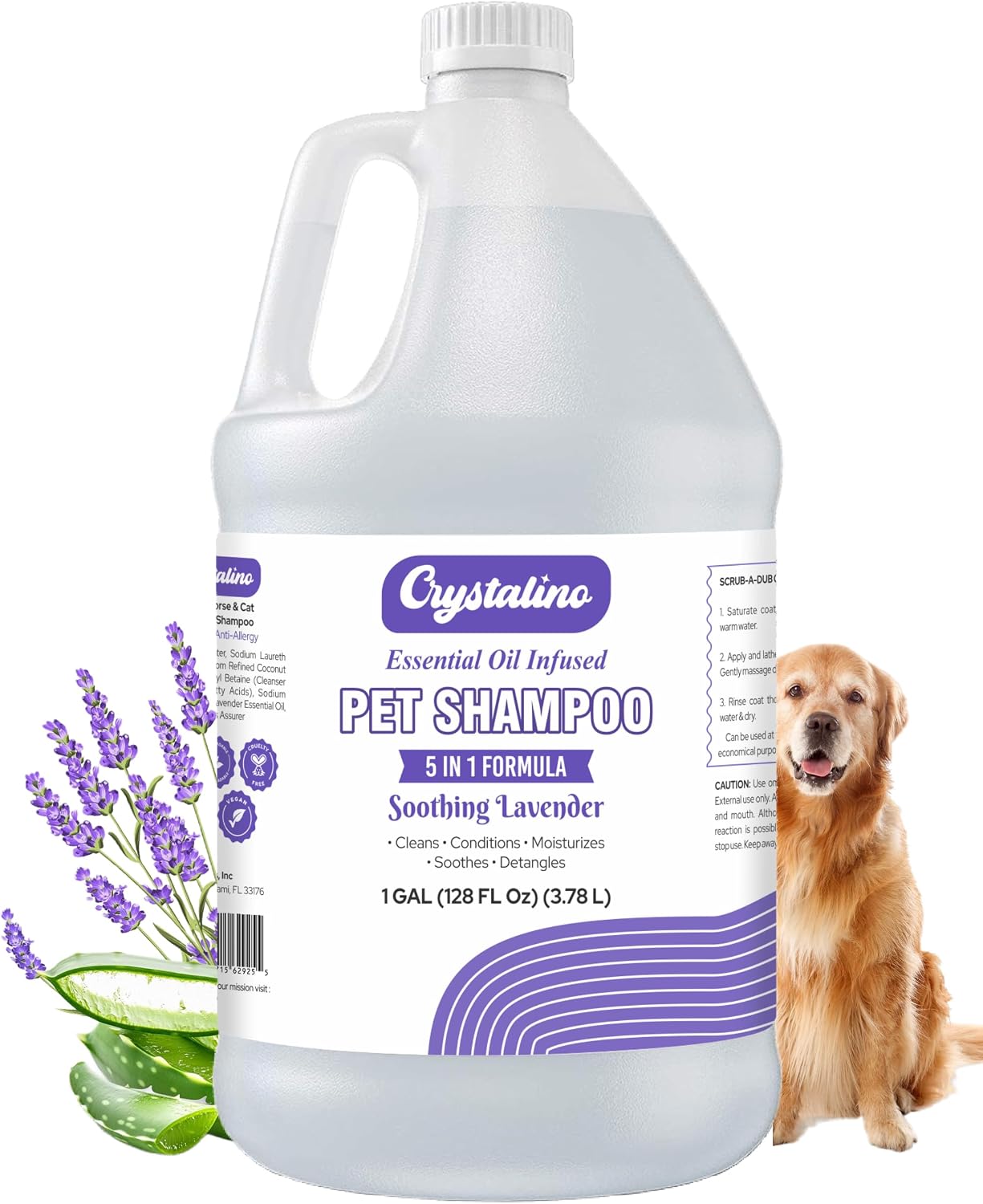 Crystalino premium dog coat care solution large container angle view