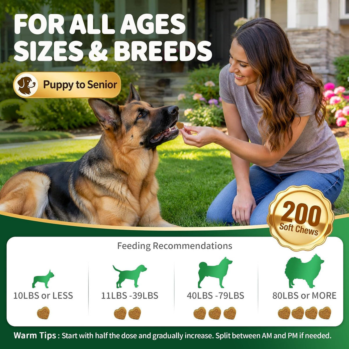 Dog Urine Neutralizer for Lawn - Green Grass Chews for Dogs, 200 Chew Female Pee Grass Burn Spot by Dog Urine, Gut Health Probiotics & Enzymes, Helps Yard Stay Green, with Cranberry for Urinary Tract - Image 9