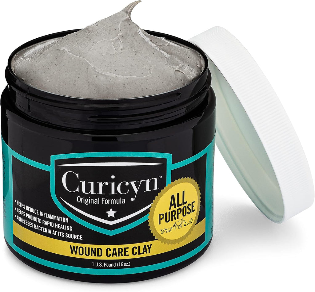 Curicyn clay texture for difficult to bandage animal wounds