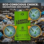 Expanding sides of the green pet waste bag accommodating large breed cleanups.
