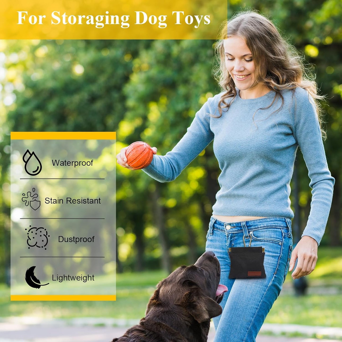 PEASUG durable pet feed bag black variant shown with snacks inside