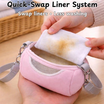 Dwarf Hamster Carrier Backpack Travel Bag, Dwarf Hamster Carry Pouch With Liner And Adjustable Lightweight Tether, Breathable Soft Outgoing Sleeping Travel Bag For Small Pets Squirrels Reptiles (Pink) - Image 4