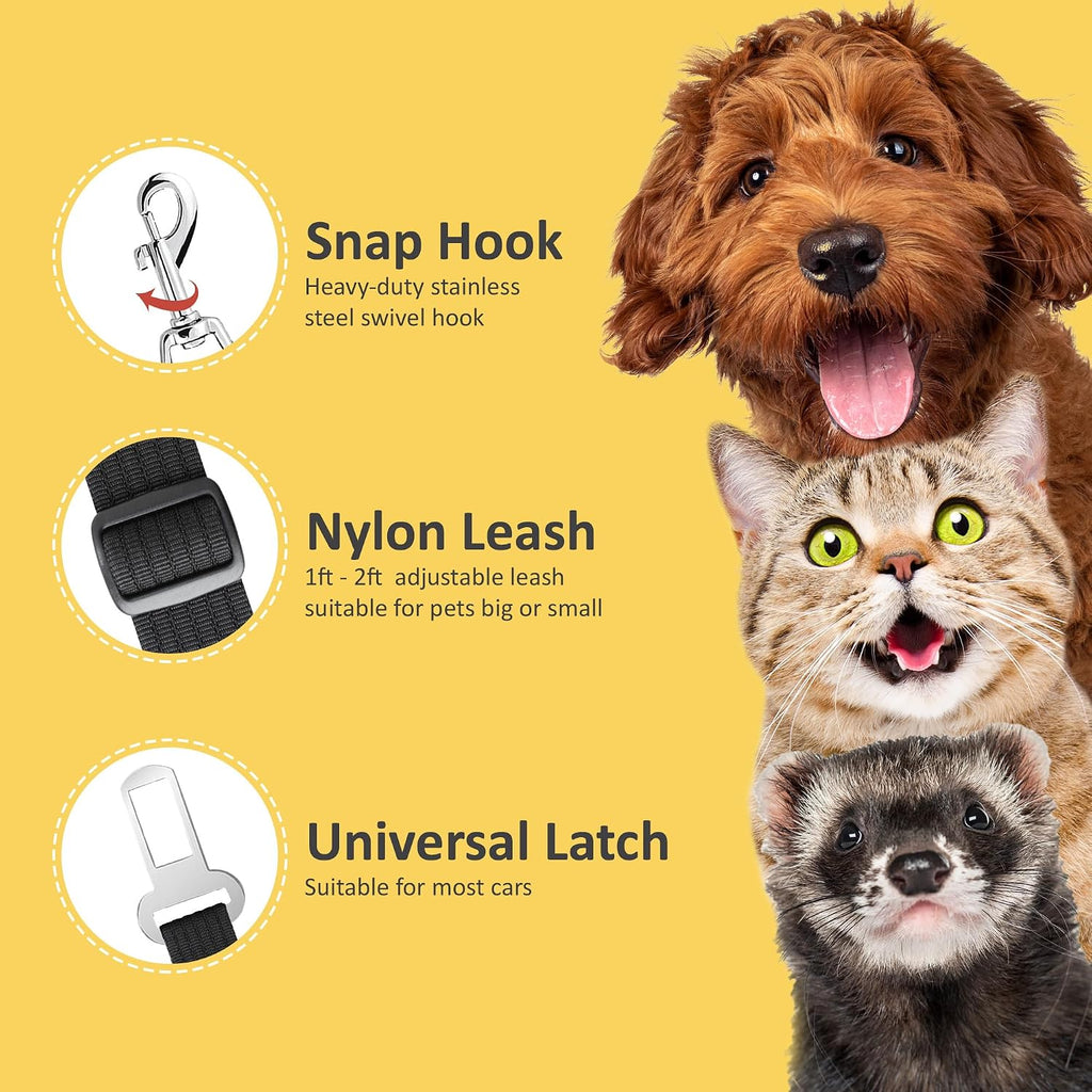 Adjustable nylon pet seat belt buckle attachment