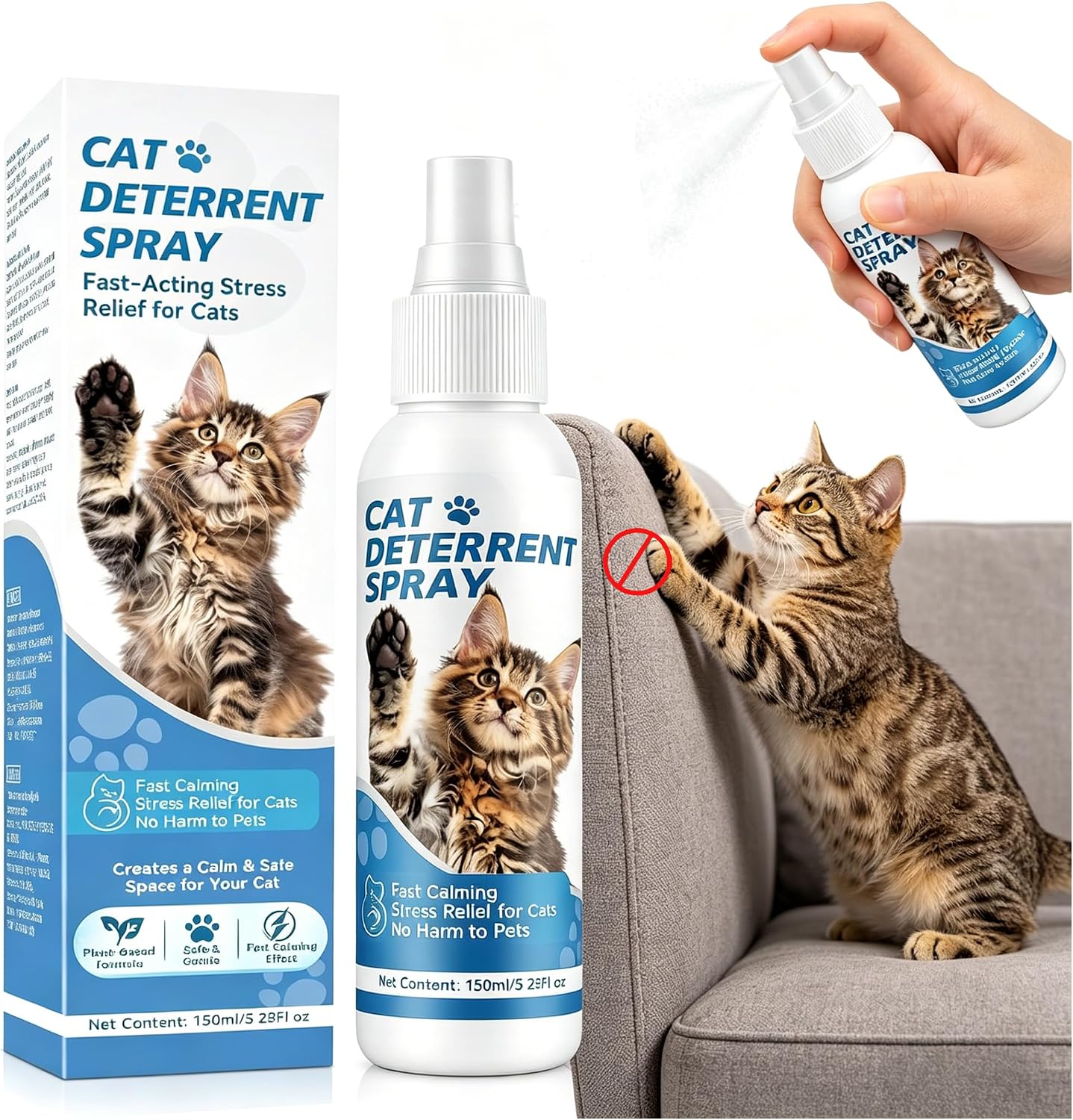 Ecmoomce cat deterrent spray bottle front view for furniture protection