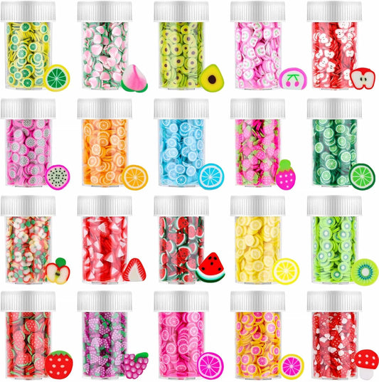 Acejoz fruit nail art slices collection pack front view showcasing vibrant polymer clay designs for Indian manicure styling.