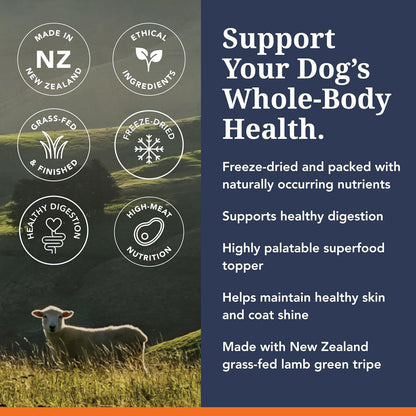Natural probiotics and amino acids dog meal enhancer back packaging text