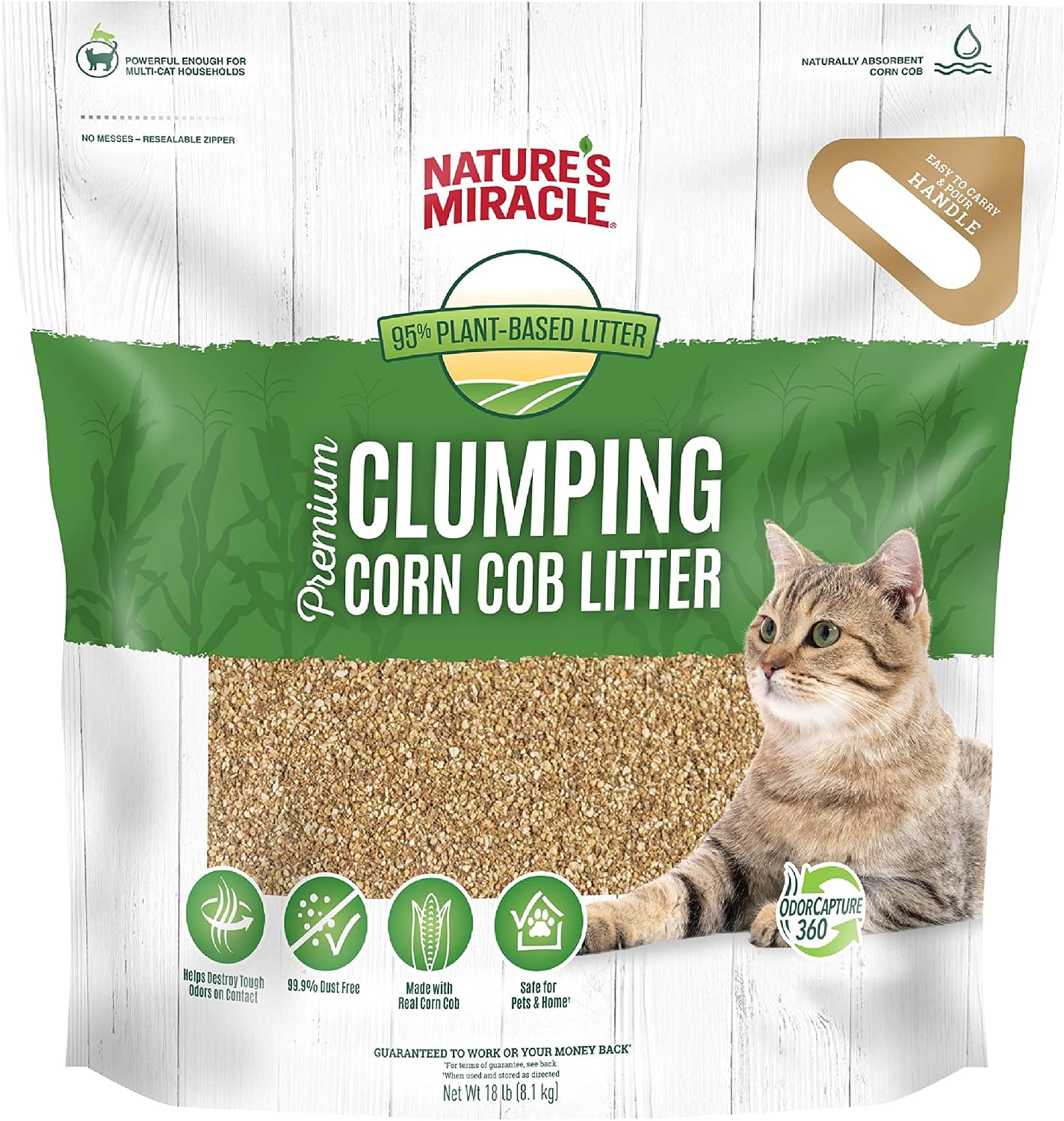 Nature's Miracle Premium Clumping Corn Cob Litter, 10 Pounds, Made With Real Corn Cob For Fast-Clumping Litter For Multi-Cat Households - Image 10