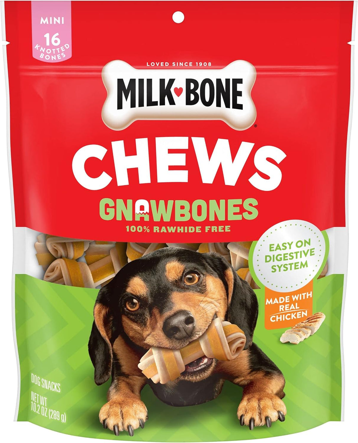 Milk-Bone Chews GnawBones Rawhide Free Dog Treats, Chicken, 5 Long Lasting Small/Medium Knotted Bones - Image 14