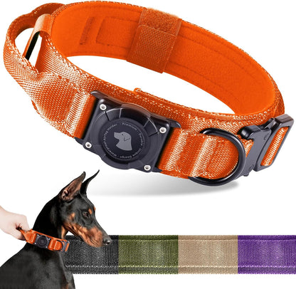 2026 Upgrade Waterproof AirTag Dog Collar, Military Tactical Dog Collar with AirTag Holder, Comfortable Control Handle and Metal Buckle, GPS Dog Collar Holder for Medium to Large Dogs (Khaki,L) - Image 13