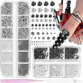 Tatiwoo 3D mini metal punk nail art charms set front view showcasing two boxes of black and silver spikes