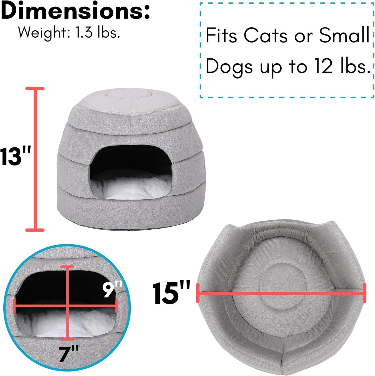 Birdrock Home 15 inch pet bed displaying the premium foldable design dimensions
