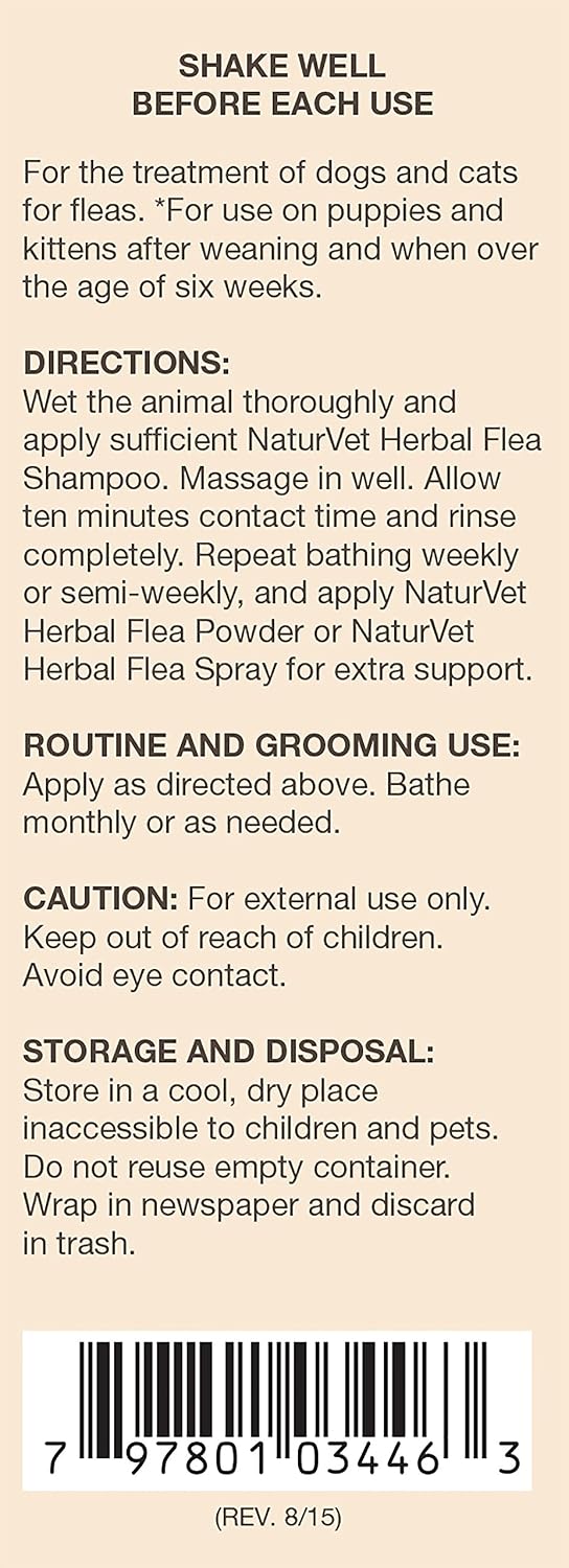 NaturVet Herbal Flea Pet Shampoo with Essential Oils - Helps Against Fleas, Insects - Deodorizing Dog Shampoo - Includes Rosemary, Cedarwood, Geranium, White Thyme Oils - 16 Oz. - Image 10