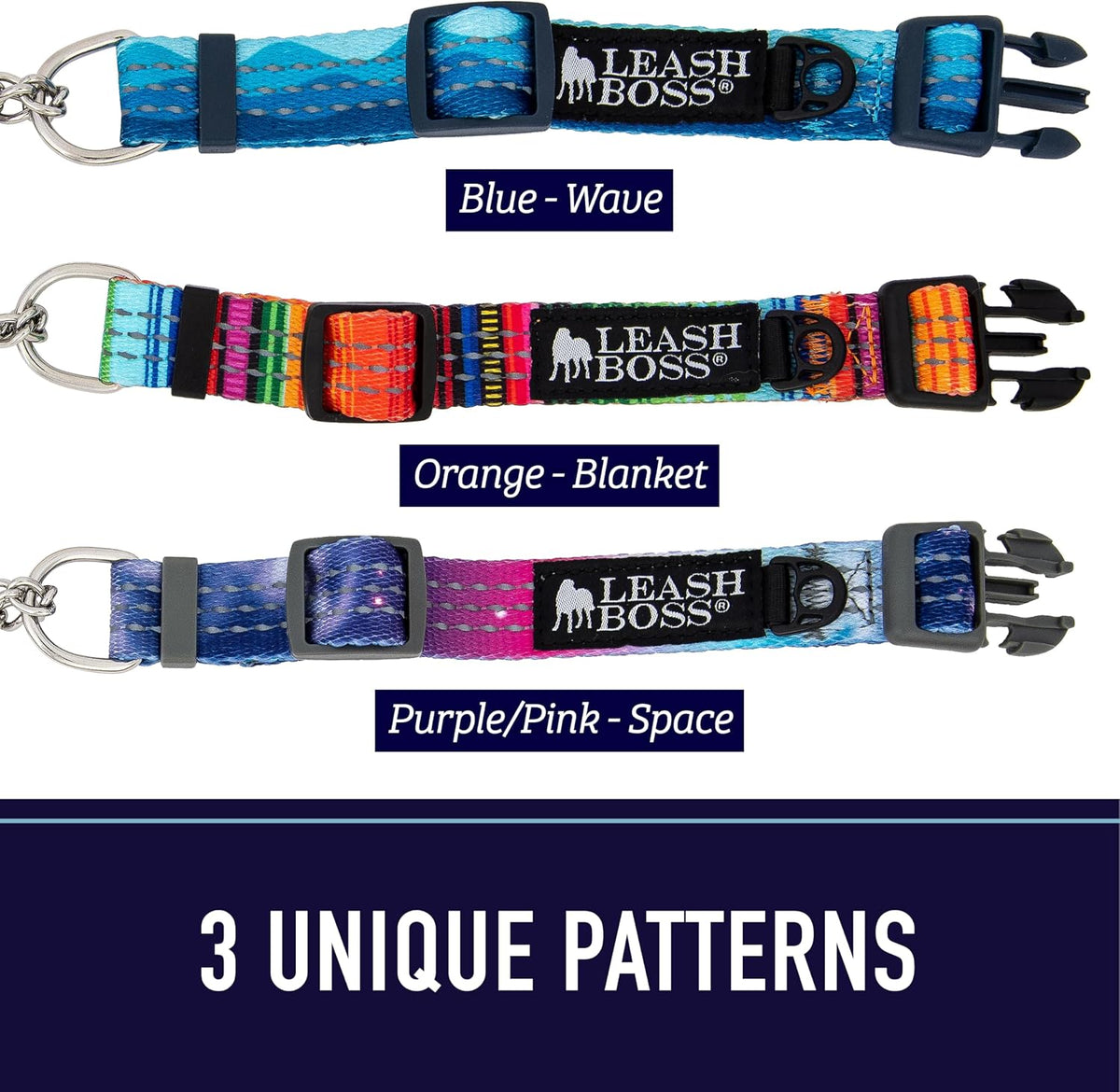 Durable nylon martingale collar with heavy duty quick release buckle closure