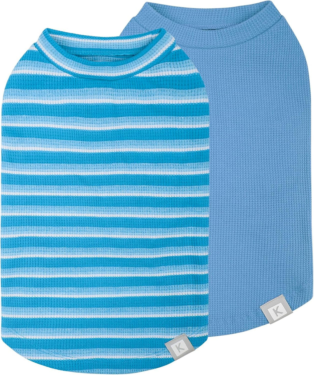 KYEESE 2Pack Waffle Dog Shirts, Lightweight Sleeveless Dog T Shirts for Small Dogs Boy Girl, Breathable Pet Vest Comfortable Tank Top Soft Dogs Clothes for Daily Wear, Green+Striped, M - Image 15