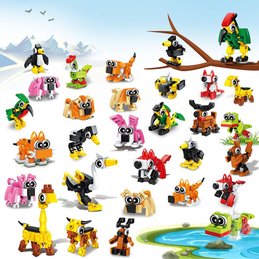 TWERF mini animals building blocks twenty pack front view showcasing colorful assortment