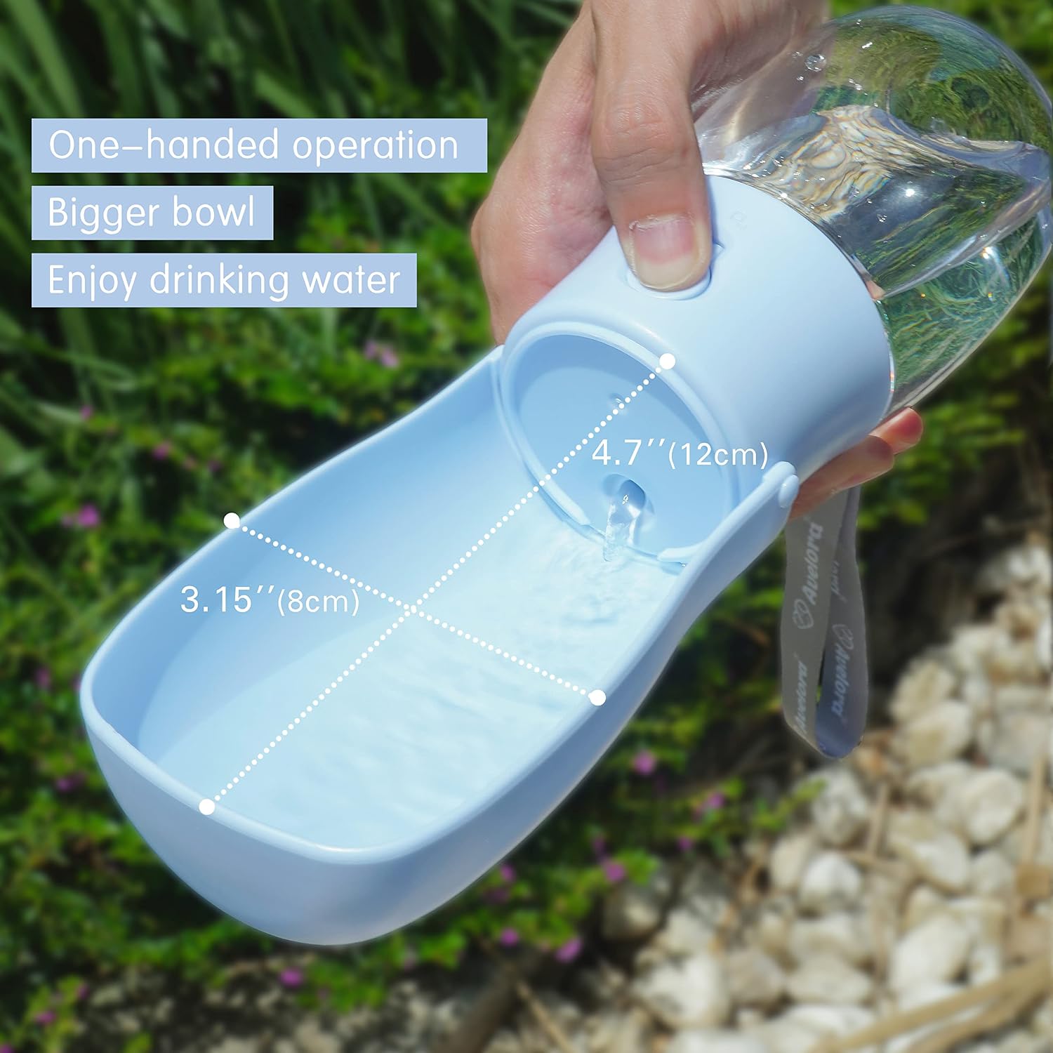 Avelora portable pet water bottle folded position compact view
