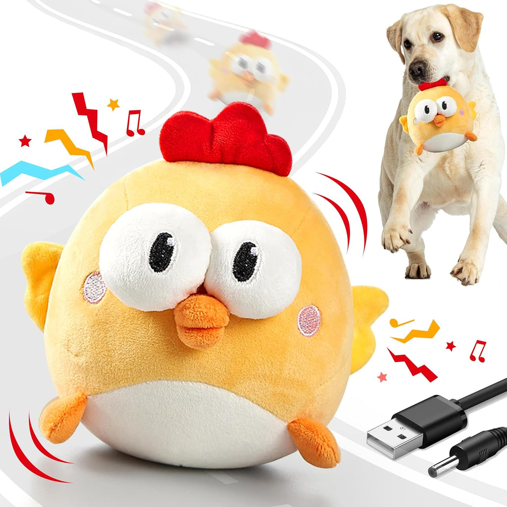 GUKCO Interactive Dog Toy Chick front view showing soft plush fabric for indoor pet play.