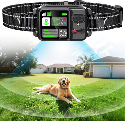 Attefine GPS Wireless Dog Fence collar system front view showing the digital LCD display screen.