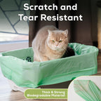 Close-up of thick tear-resistant compostable material of the pet litter liner.
