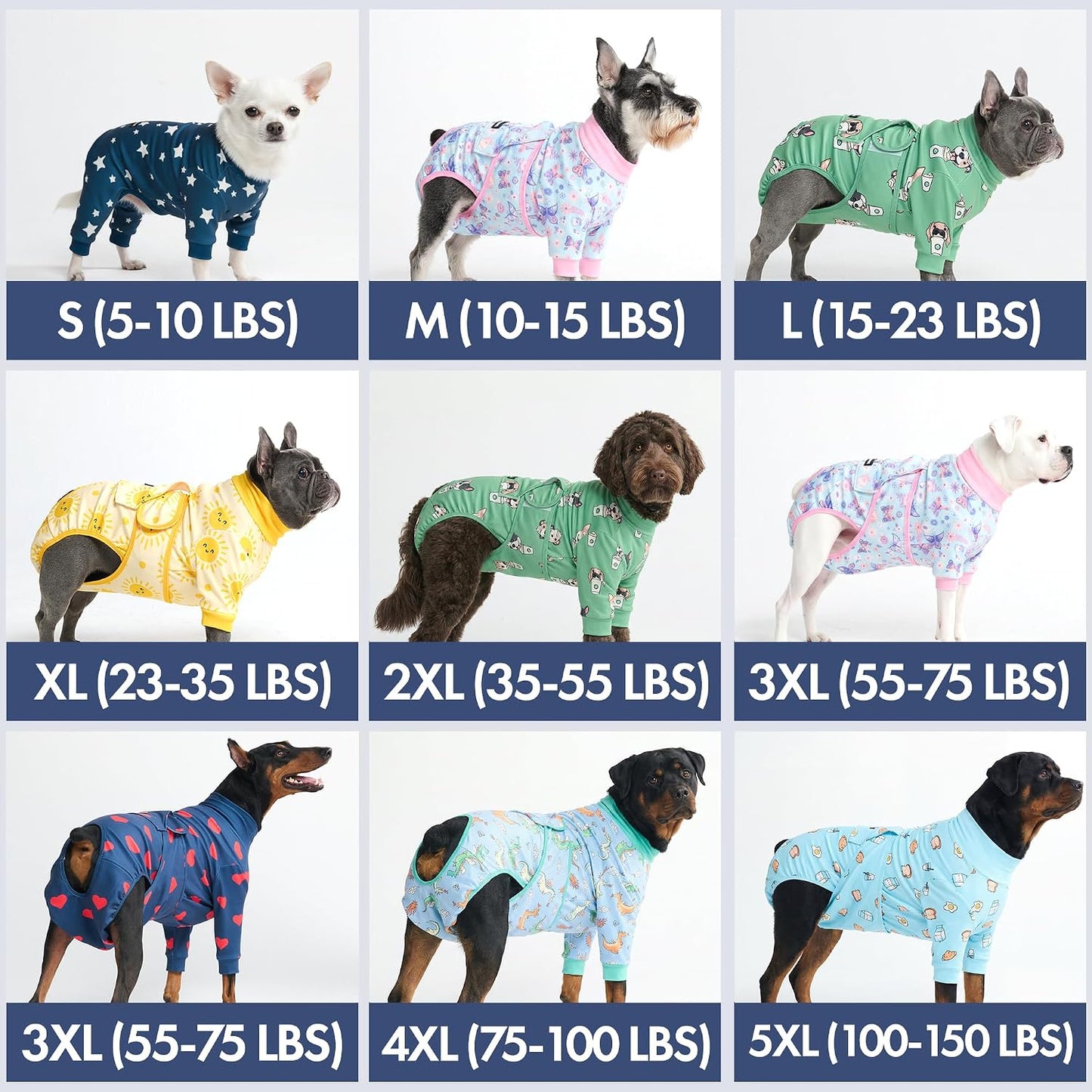 Back view of Spark Paws dog onesie with potty break cutout