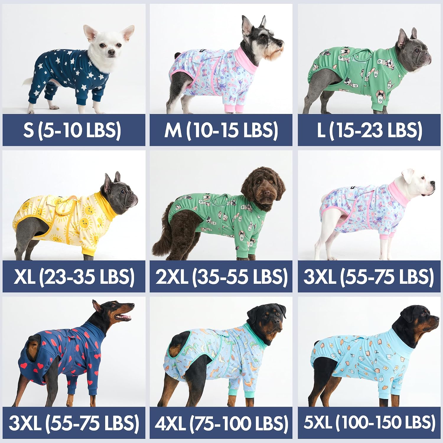 Back view of Spark Paws dog onesie with potty break cutout
