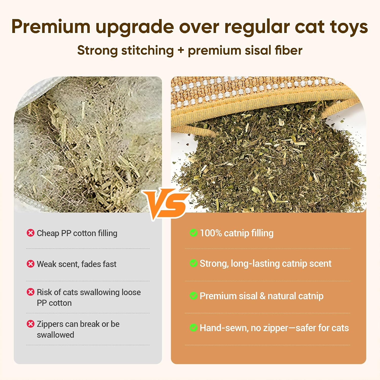 Catnip kicker toy showing size for indoor cat play