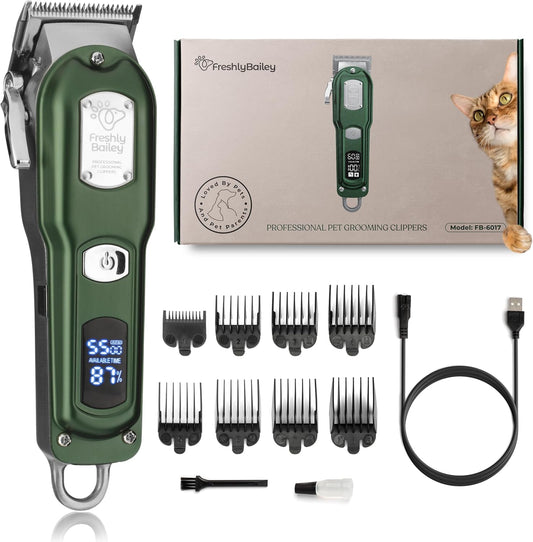 Freshly Bailey professional cat clipper front view for matted fur removal