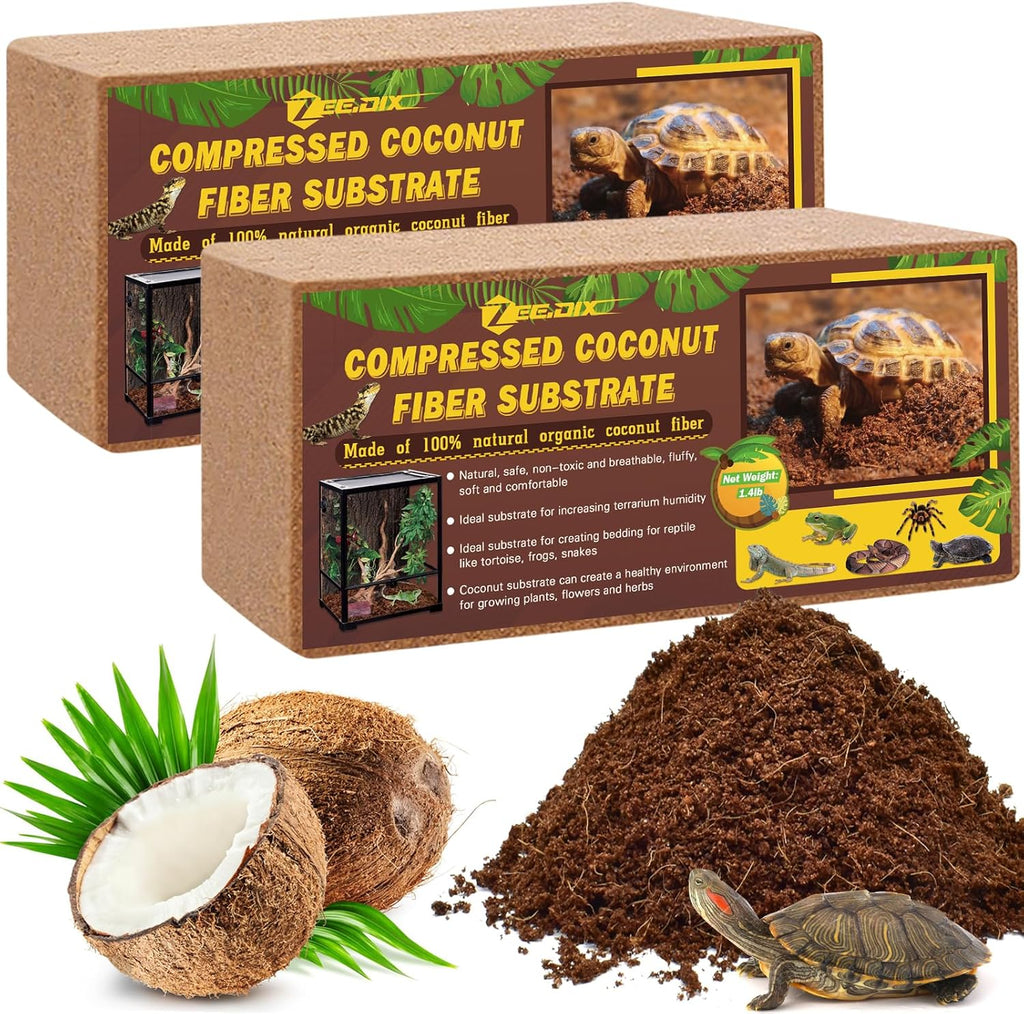 ZeeDix compressed coconut fiber substrate front view terrarium bedding