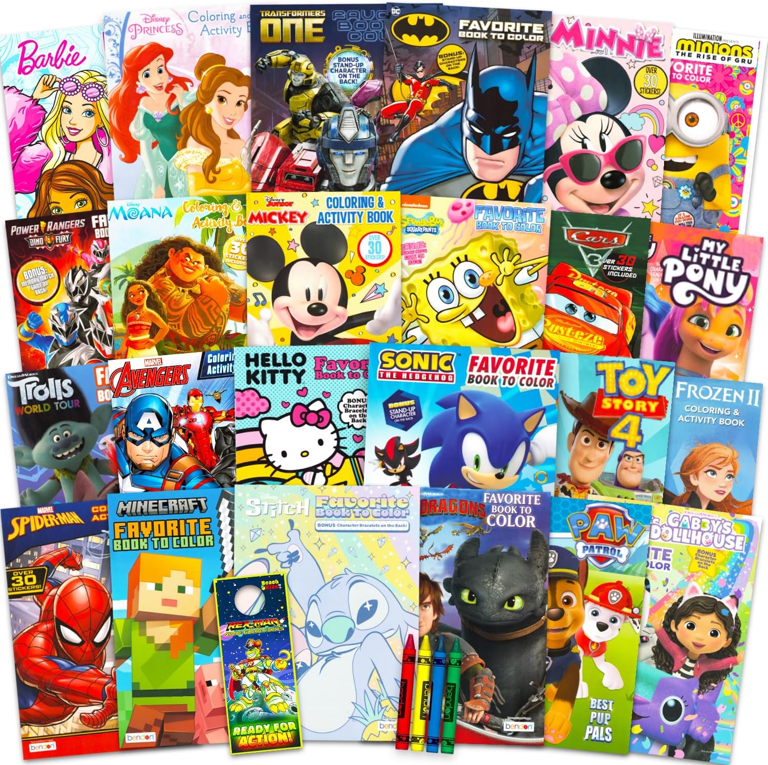 Disney bulk coloring books set front view featuring assorted licensed character covers