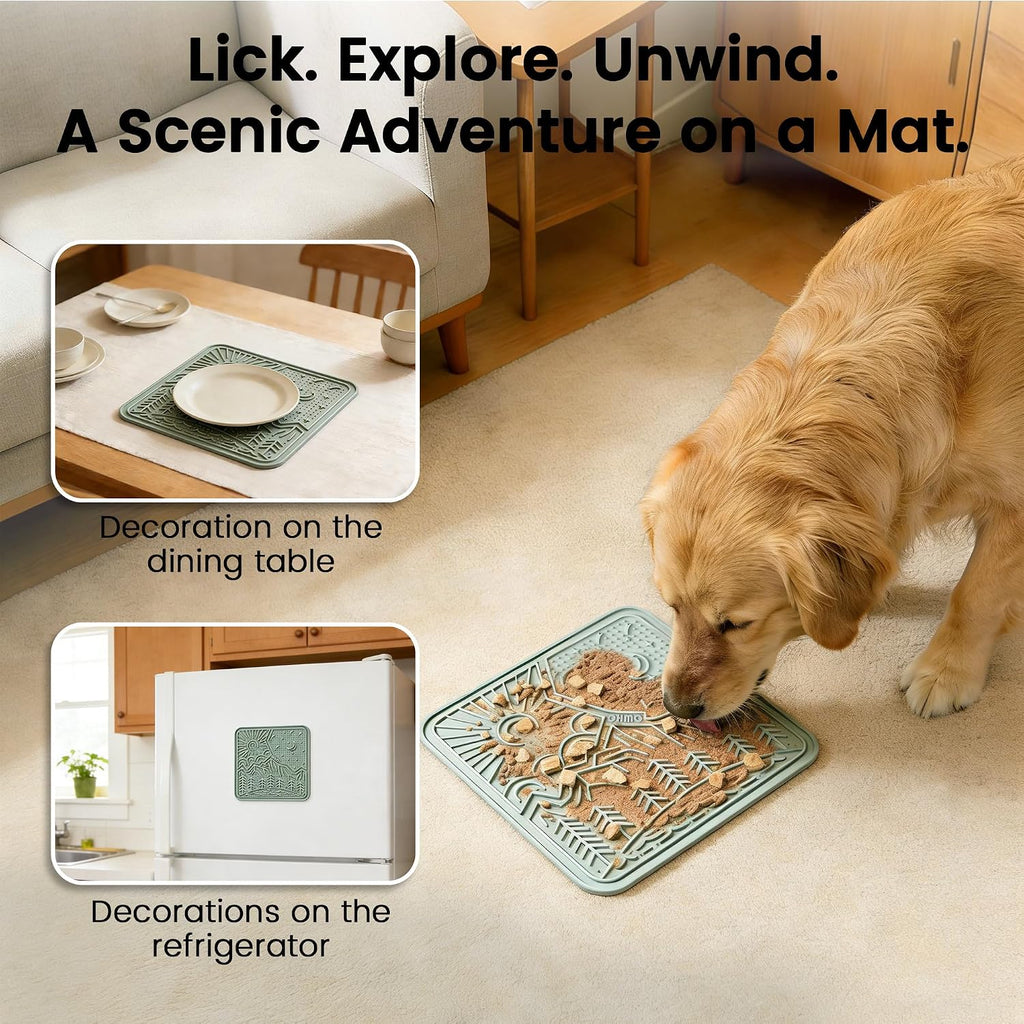 OHMO Lick Mat for Dogs and Cats Large(2 Pack) Nature Design Easy to Clean Pet Slow Feeder with Suction Cups, for Anxiety Relief and Boredom Reduction(Olive+Sage Green) - Image 3