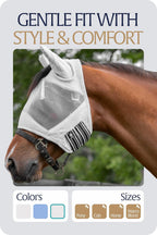 Side profile of Equinavia silver fly mask for horses