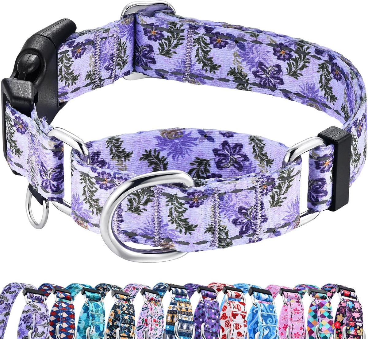 Reflective Martingale Collar for Dogs with Quick Release Buckle No Pull Training Dog Collars (Colorful Geometric, Medium) - Image 9