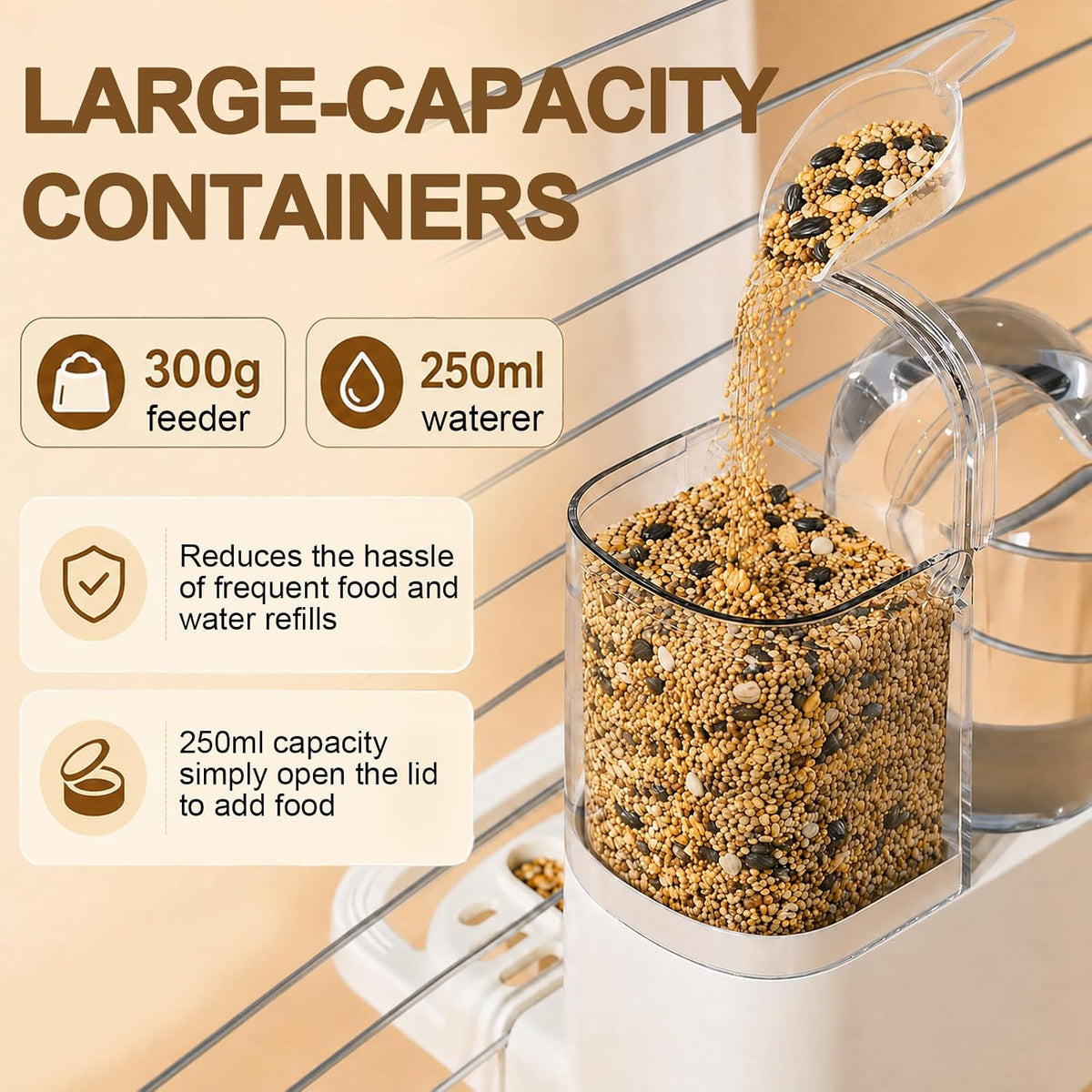 2-in-1 Quail Feeder and Waterer for Cage, Gravity Auto Bird Water Feeder - Image 5