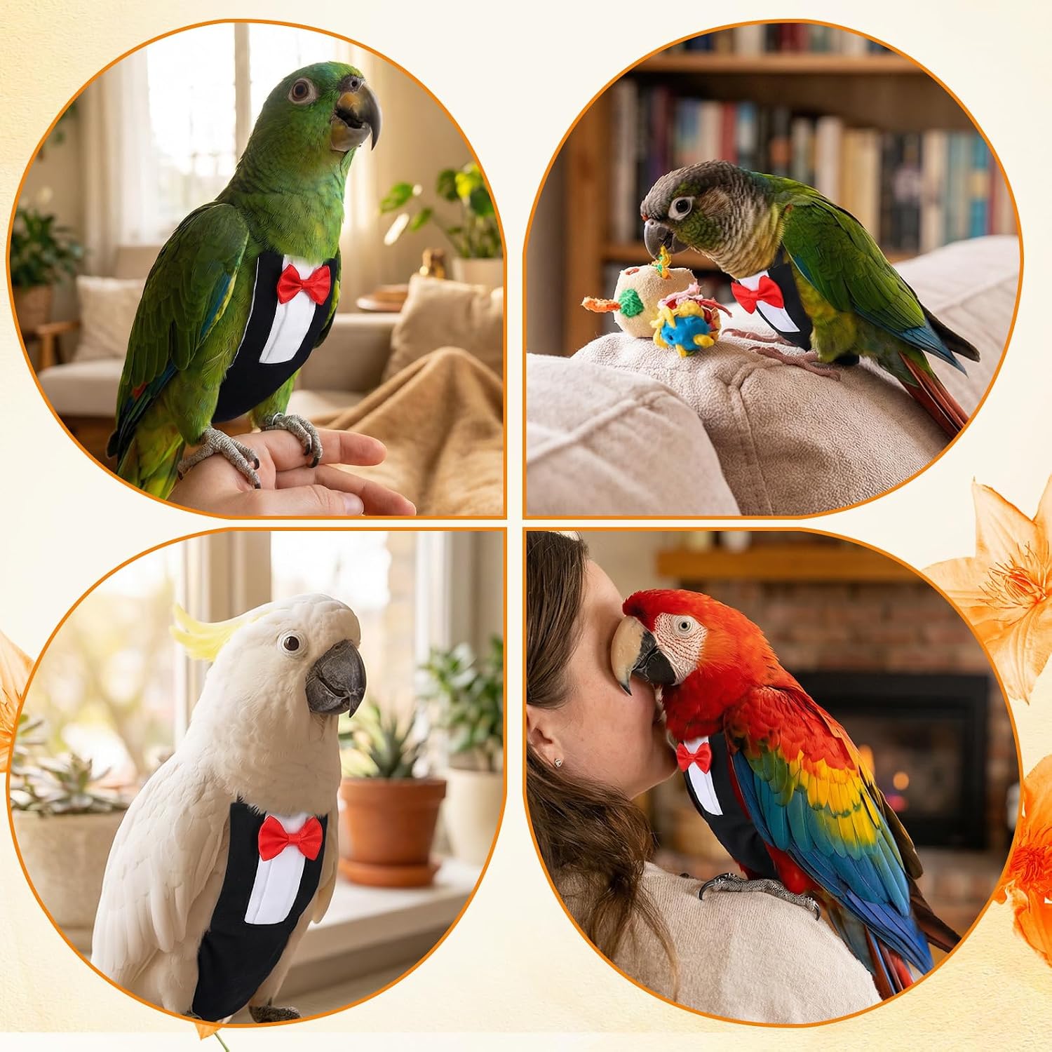 HekouJiub cute parrot pants urine wet protector closeup of the waterproof material