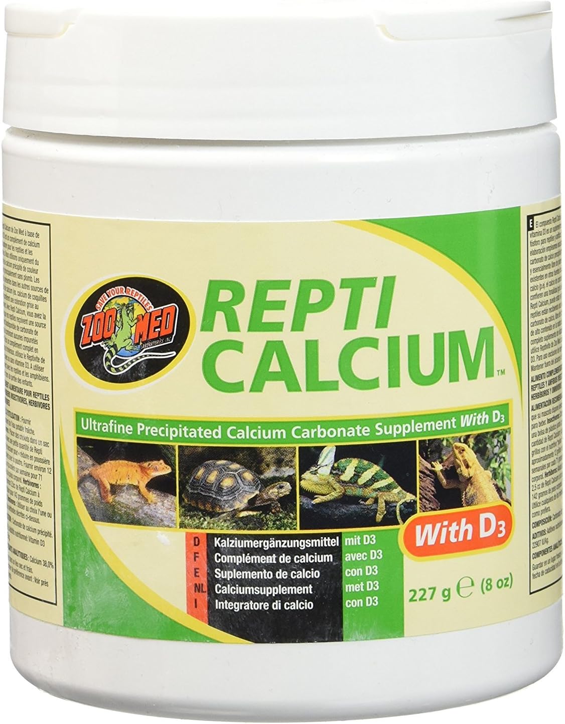 Zoo Med Reptile Calcium with Vitamin D3 8 Ounce front view
