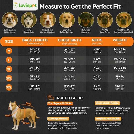LovinPet post surgery full coverage shirt for big dogs side view