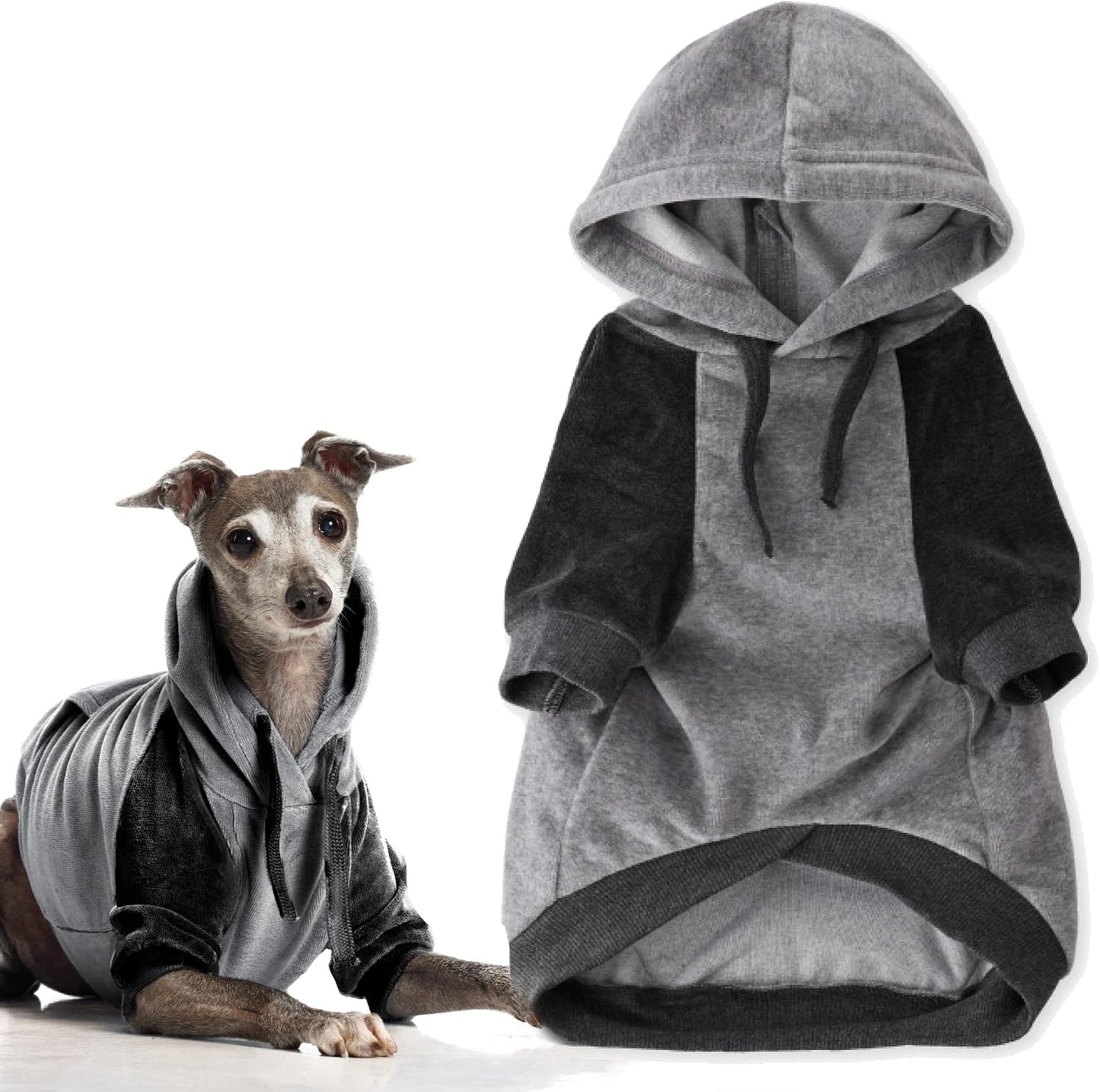 Pet Passion Cooper II Organic Cotton Velour Dog Hoodie Pet Coat for Small, Medium and Large Dogs, Navy, Medium - Image 13