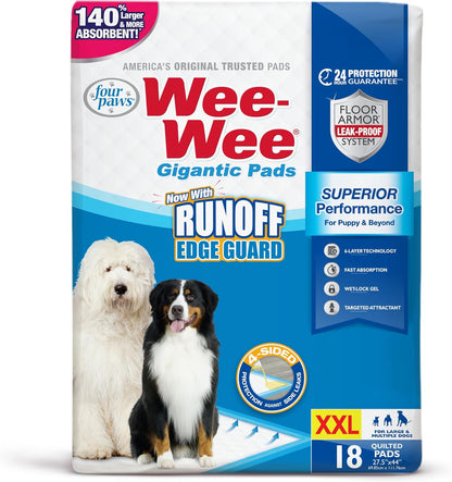 Four Paws Wee-Wee Superior Performance Pee Pads for Dogs with Runoff Barrier Edge Guard Protection, Puppy & Dog Potty Training Pads, Housebreaking Supplies, 27.5" x 44" (18 Count) - Image 9