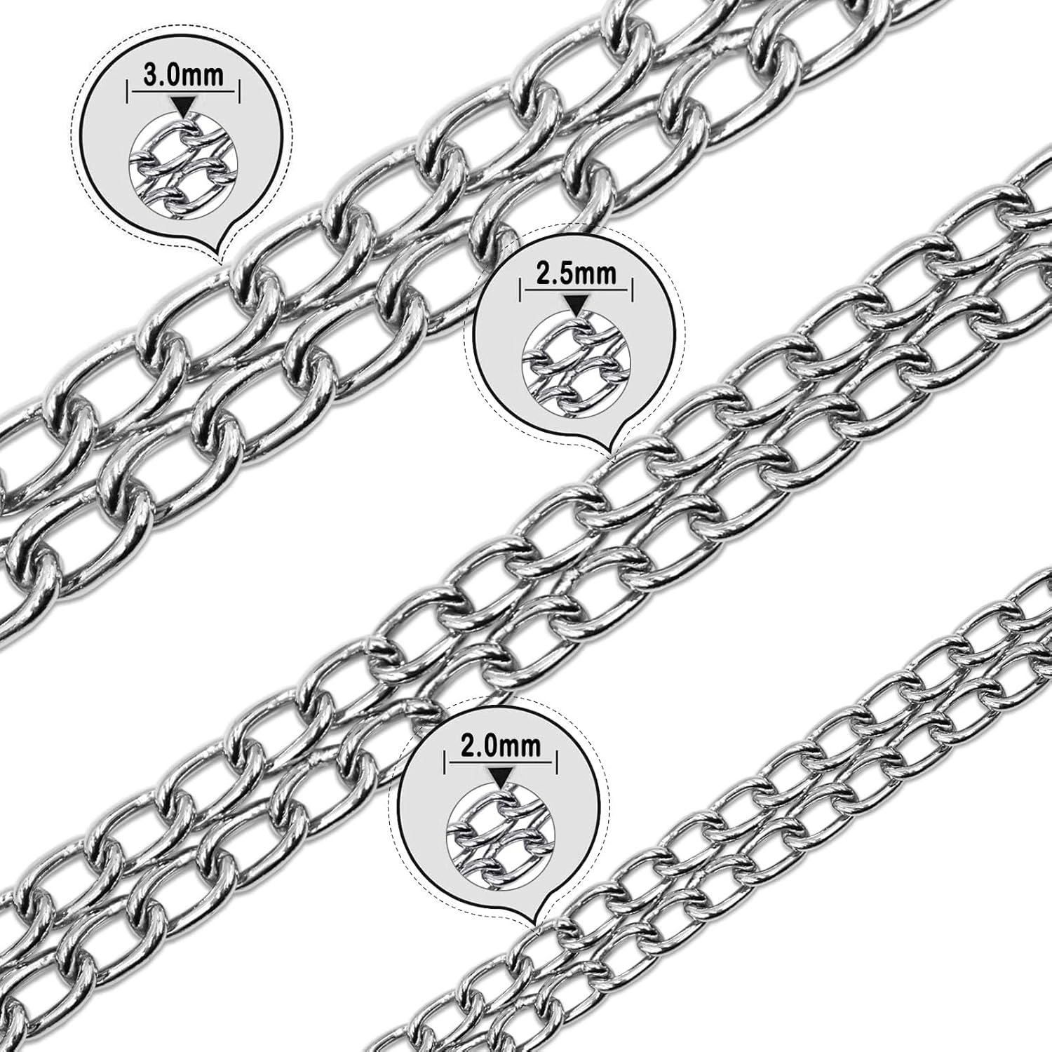 Mystercome medium size dog chain training collar laid flat showing total length
