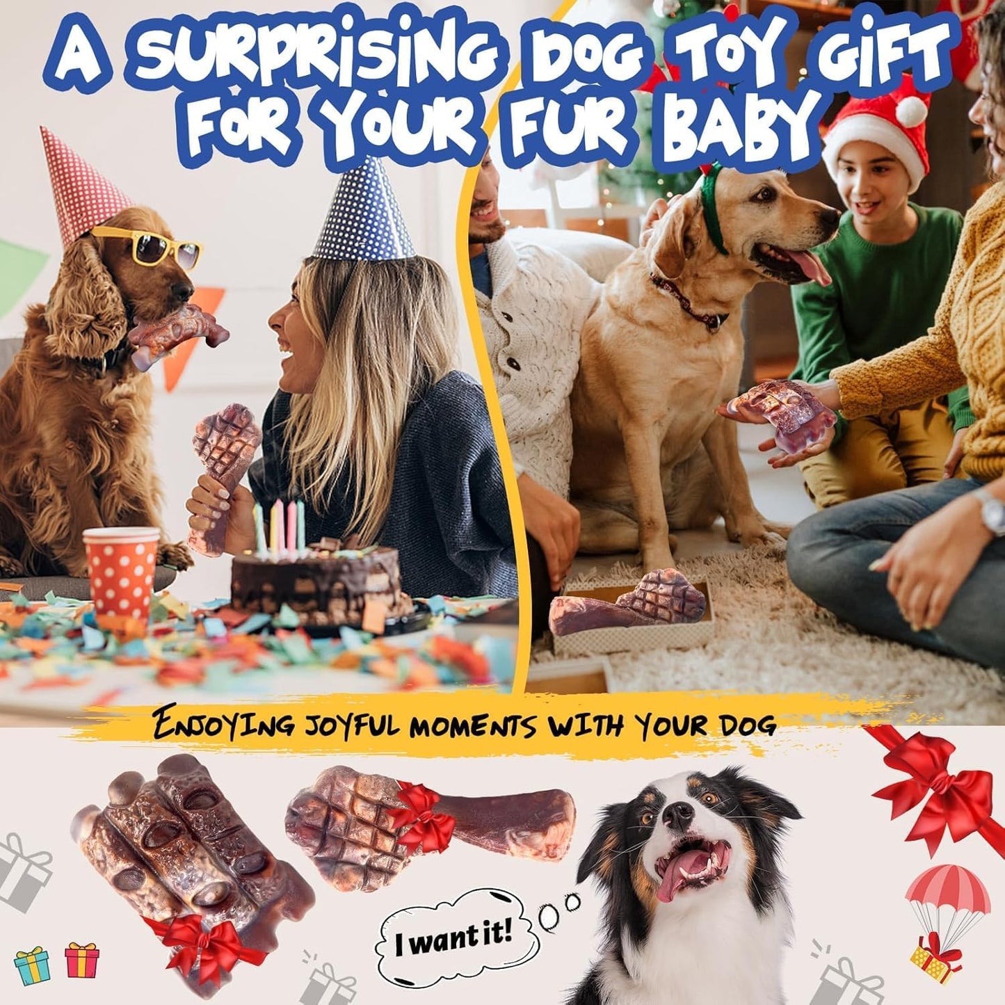 Dog engaging with milk flavored Fuufome chew toy