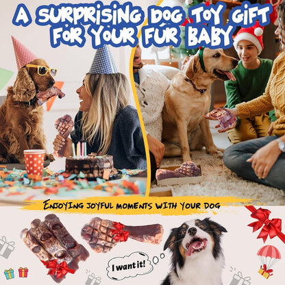 Dog engaging with milk flavored Fuufome chew toy