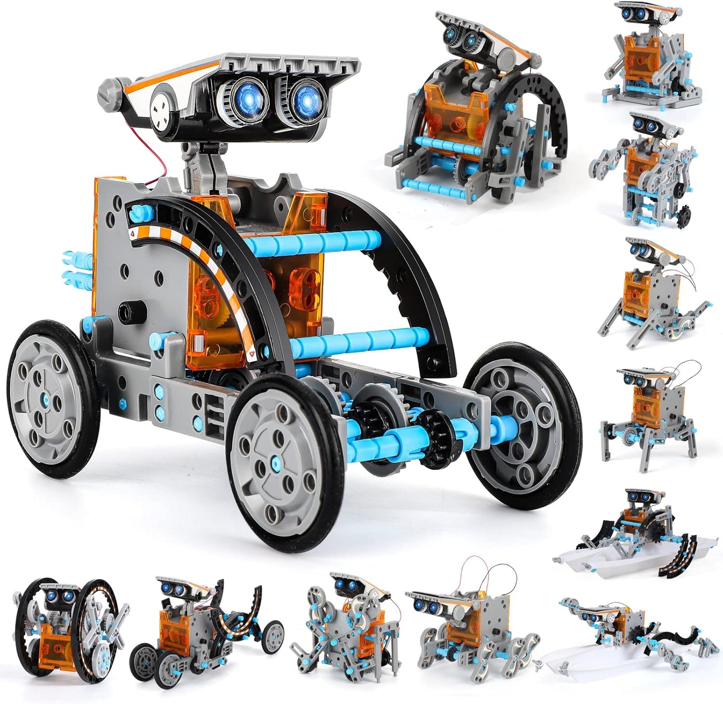 Lucky Doug Solar Power Kits main packaging box showcasing multiple assembled STEM robots.